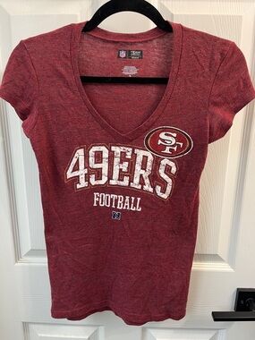 San Francisco 49ers Women's Short Sleeve V-Neck Tee - Team Apparel - Burgundy